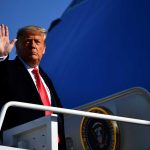 Trump’s Historic Gaza Plan Catches The World by Surprise Trump waving from airplane steps.