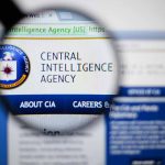 Magnifying glass over Central Intelligence Agency webpage