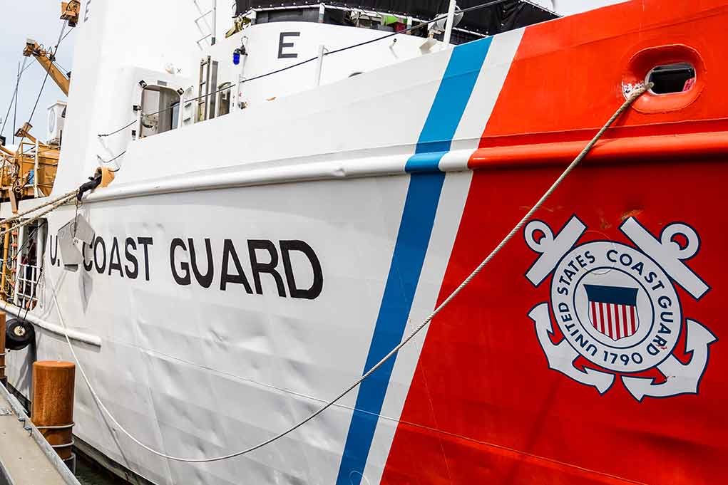 U.S. Coast Guard ship docked at pier