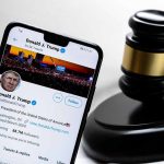 Trump BACKS Military Rebel – The Story They Hid Smartphone displaying Twitter profile beside a judge gavel