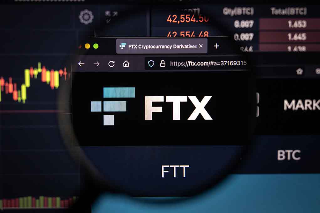 FTX logo displayed on a computer screen
