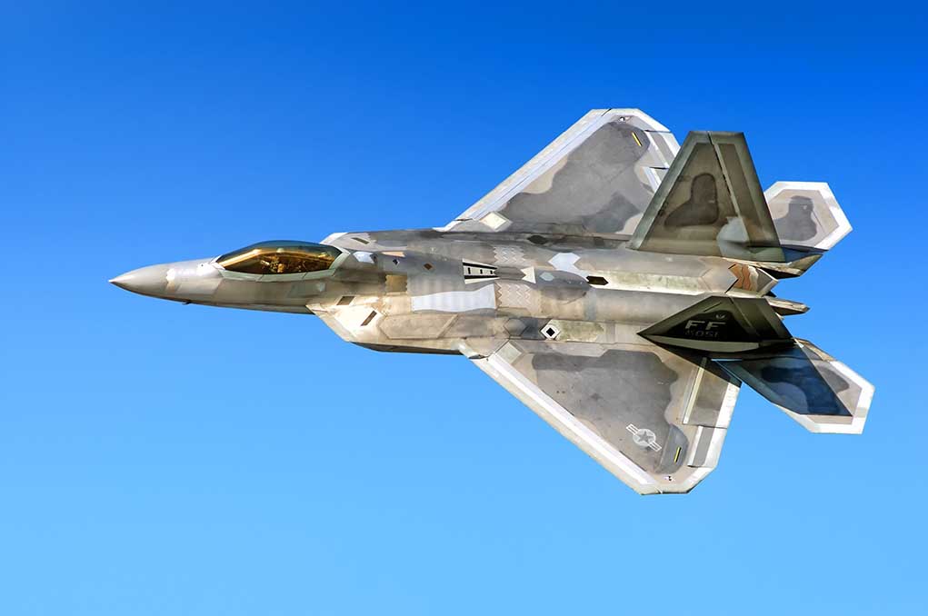 Fighter jet in flight against a clear blue sky