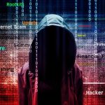 DOJ STRIKES HARD—300,000 Devices Compromised Worldwide Hooded figure with cybersecurity terms and binary code background