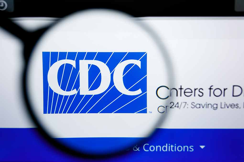 CDC logo magnified on a screen