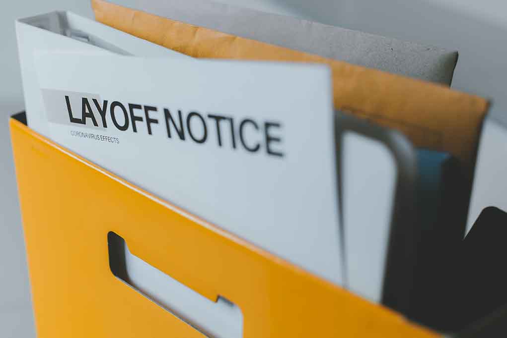 Layoff notice in a yellow box