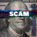 Illicit Robocalls EXPLOITING Personal Data Scam text overlaid on distorted 100 dollar bill