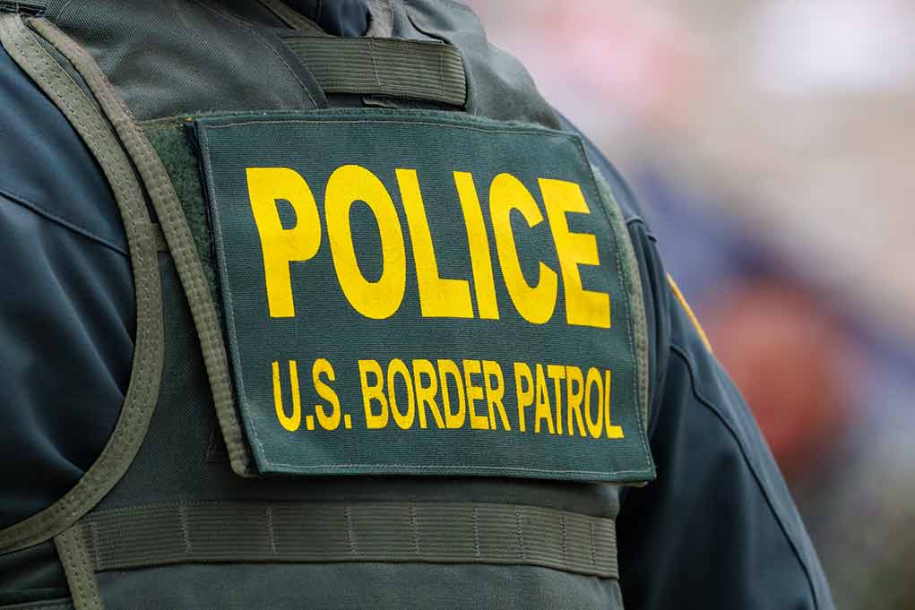 Police US Border Patrol uniform closeup