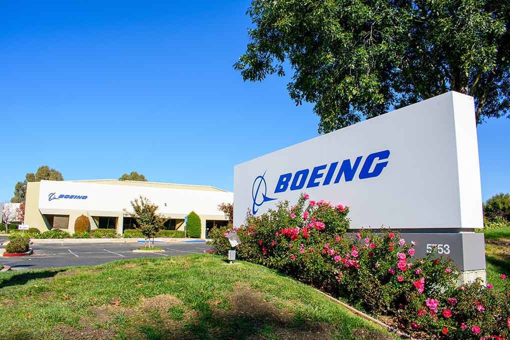 Boeing office building and sign with logo