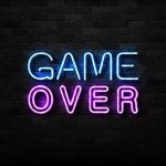 GameStop Users EXPOSED — Privacy Law Violated Neon sign displaying game over text