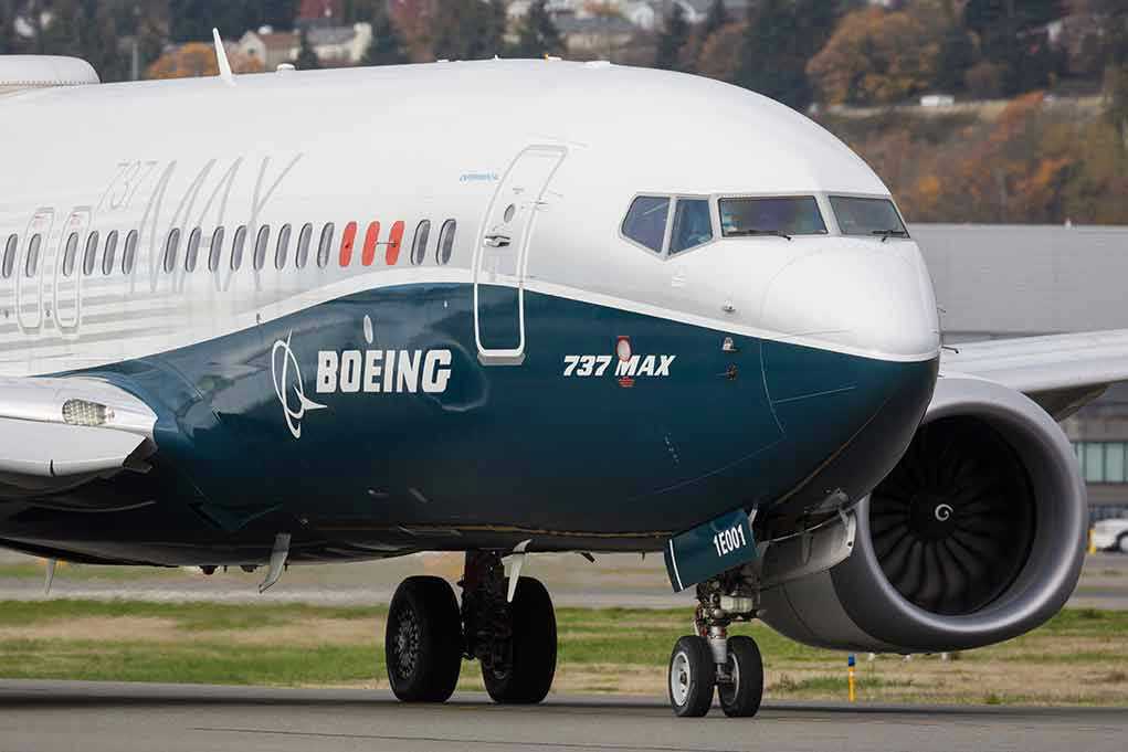 Boeing 737 MAX airplane on runway
