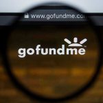 GoFundMe Gambit Shakes Murder Case Magnifying glass over GoFundMe website logo.