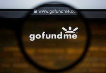 GoFundMe Gambit Shakes Murder Case Magnifying glass over GoFundMe website logo.