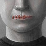 Candidate’s Silence Speaks Volumes – What’s She Hiding Face with mouth sewn shut in red thread