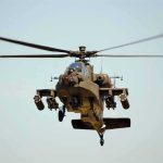 ANTIFA Unleashes Laser Warfare Military Apache helicopter flying in the sky
