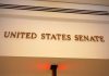 Funding Showdown: Hawley’s 94% Plan Sign displaying United States Senate in a government building
