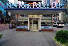 Political Tensions Rise as Assault Shocks NYC NYPD precinct building with signs on a city street