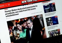 Hunter Biden TORCHES Dad’s Presidency New York Post headline about Hunter Bidens tax deductions.