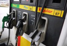 Gas Price SHOCKER — First Time in 4 Years Gas station pumps for diesel, plus, and regular fuel.