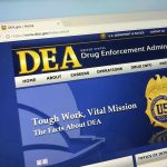 DEA website homepage with gold badge and text