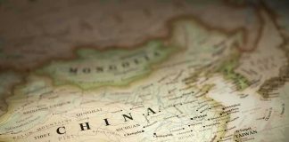 Detailed map highlighting China and surrounding regions