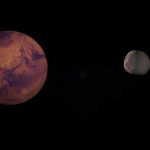 Colonizing Mars POSSIBLE A depiction of Mars and its moon in outer space