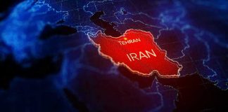 PANIC MODE: Democrats Scrub Photos With Iran Imam Map highlighting Iran with Tehran marked.