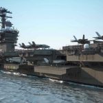 Iran’s Bold Strike Drags In Gulf Aircraft carrier deck with jet planes.