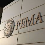 FEMA building sign with Homeland Security emblem
