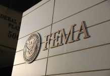 FEMA building sign with Homeland Security emblem