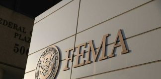 Disaster Money Flip — States on the Hook FEMA building sign with Homeland Security emblem
