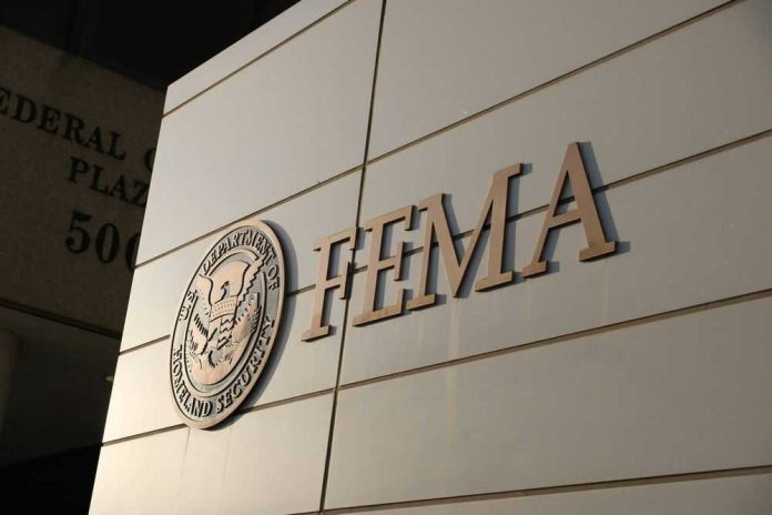 shutterstock_2524200501 FEMA building sign with Homeland Security emblem