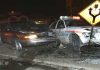 When Running From Police Becomes Murder A damaged car and a police vehicle involved in a nighttime accident