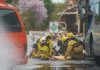 Hot Sauce Spill That Caused Chemical Emergency Firefighters assist crash victim between a tanker and bus on a road