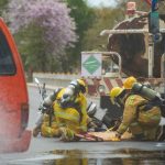 Hot Sauce Spill That Caused Chemical Emergency Firefighters assist crash victim between a tanker and bus on a road