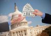 Social Security Time Bomb Targets Defense Hands exchanging cash in front of the Capitol building