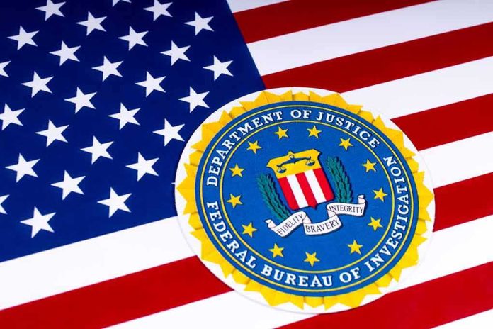 shutterstock_1055600858 FBI seal overlaid on the United States flag