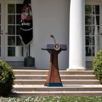 MJ Praise, Trump Slams LeBron — Chaos Ensues Podium with presidential seal in a garden colonnade