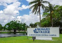 Florida Campuses Off Limits to Illegals – WOW! Broward College campus sign by palm trees and pond