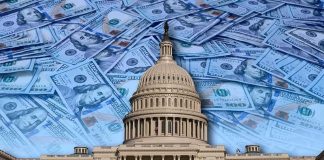AI Titans Get to Police THEMSELVES United States Capitol building with overlay of hundred-dollar bills