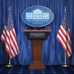 Secret Service Alarm: 10,000 Cases White House press podium with microphones and two American flags