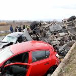 Blown Stop Sign, A System Exposed Overturned truck and damaged cars after highway crash