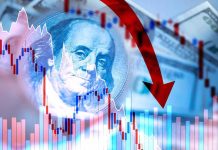 Senate Vote Stalls Congressional Stock Trading Restrictions US dollar and stock chart with red downward arrow