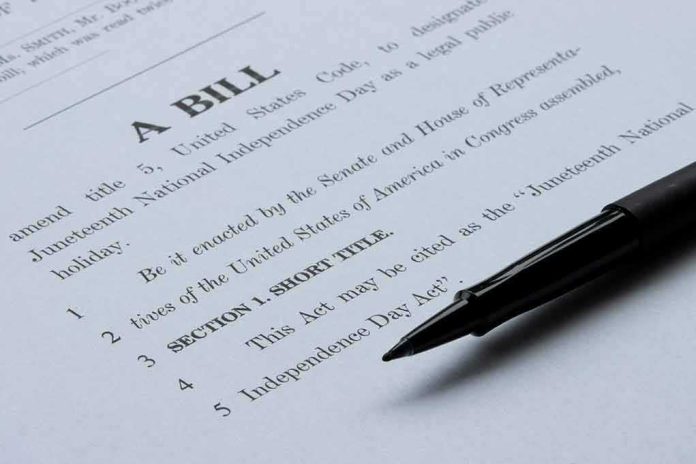 Bill document with pen on paper