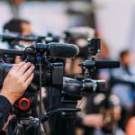 Trump Found A New Way To Fight The Culture War Video cameras on tripods at a media event
