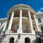 Trump Announces US-Iran Deal To End War The White House south portico with columns and balcony