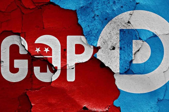 shutterstock_371190101 Political party symbols on cracked red and blue wall