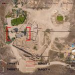 Beijing Practices Sinking US Ships Aerial view through drone HUD of archaeological ruins and surrounding campsite