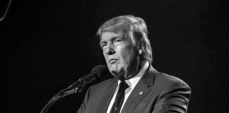 U.S. Ally Gets an Unwelcome Surprise From Trump Donald Trump speaking at a microphone in a black-and-white photo