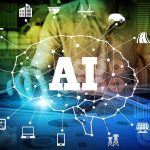 AI Communism: Tech Giants Block Free AI Access AI network diagram over a person using a laptop