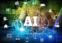 AI Communism: Tech Giants Block Free AI Access AI network diagram over a person using a laptop